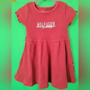 Tommy Hilfiger Burgundy Ribbed Dress Toddler Girl Size 3 3t